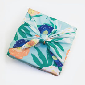 Emballage cadeau réutilisable en tissu recyclé – Grand motif Flower – Paké