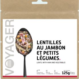 Plat lyophilisé écologique treck randonnée – Lentilles jambon et petits légumes 125 g – Voyager