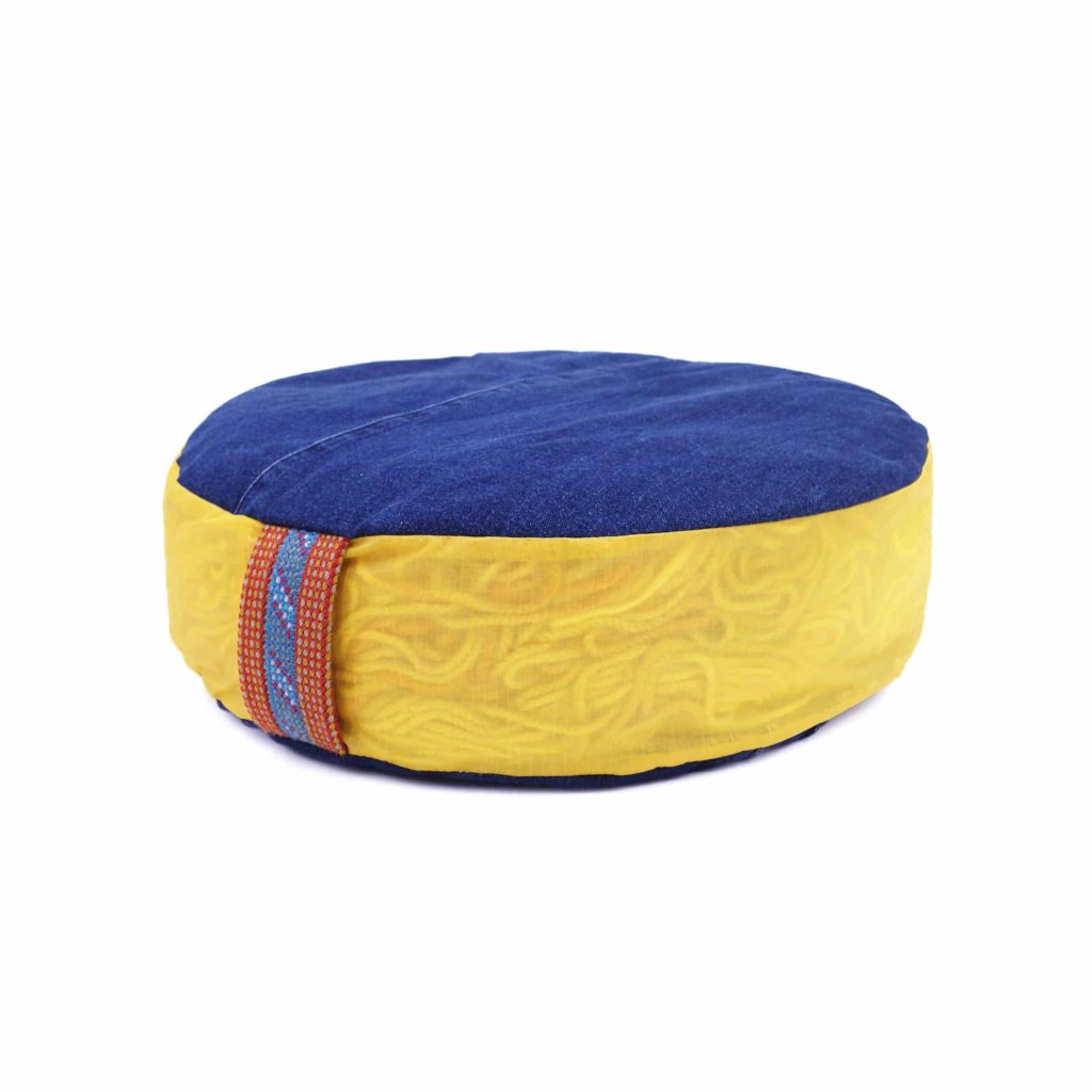 coussin de méditation zafu éco responsable – upcyclé jaune