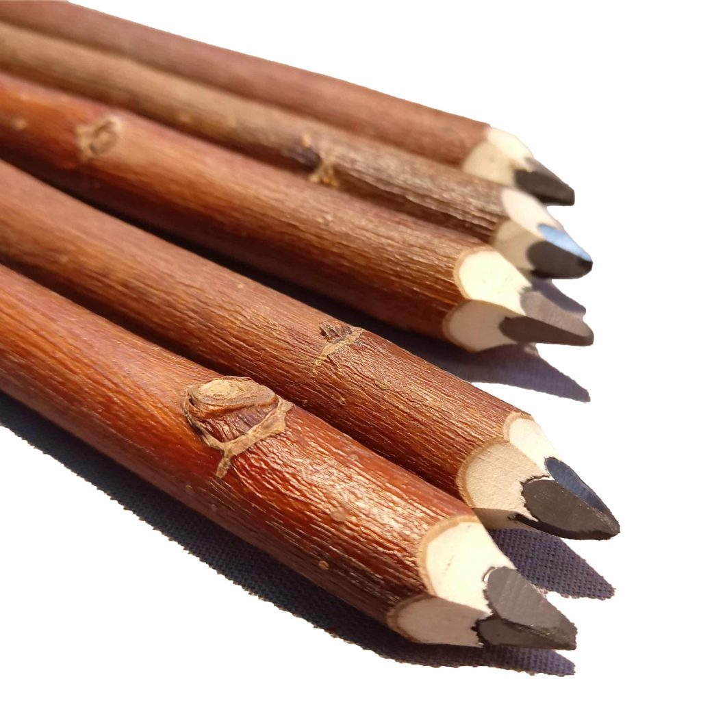 crayons graphites naturels en branche d'osier lot de 3