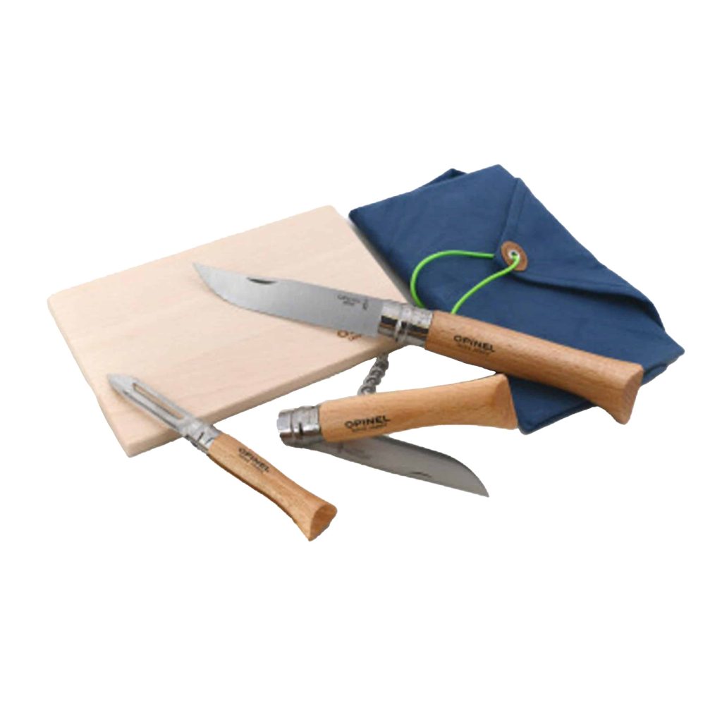 kit de cuisine nomade et écolo de trois couteaux opinel