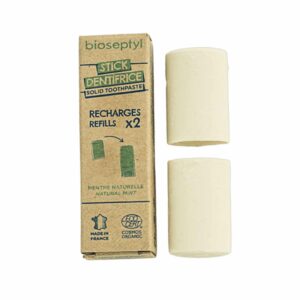2 recharges dentifrice solide en stick rechargeable éco responsable menthe naturelle bioseptyl