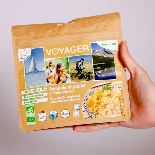 plat lyophilisé écologique treck randonnée – semoule et poulet à l'orientale bio 90 g voyager